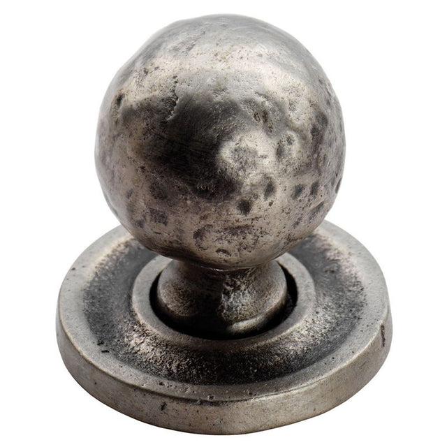 FTD HAMMERED BALL KNOB (32MM) ON ROSE (37MM) - PEWTER - 37 ( 32 ) - EACH