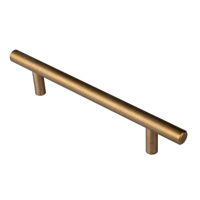 12MM DIA. T-BAR PULL HANDLE - 128MM C/C - BOLT THROUGH FIXING - ANTIQUE BRASS - 128mm c/c - EACH