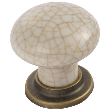 FTD PORCELAIN KNOB WITH FINISHED BASE 35MM - FLORENTINE BRONZE/IVORY CRACKLE GLAZE - 28 ( 37 ) - EACH