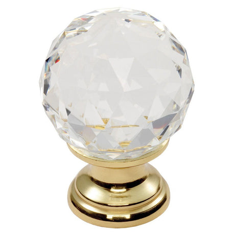 FTD CRYSTAL FACETED KNOB WITH FINISHED BASE 30MM - POLISHED BRASS - 21 ( 31 ) - EACH