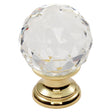 FTD CRYSTAL FACETED KNOB WITH FINISHED BASE 40MM - POLISHED BRASS - 23 ( 40 ) - EACH