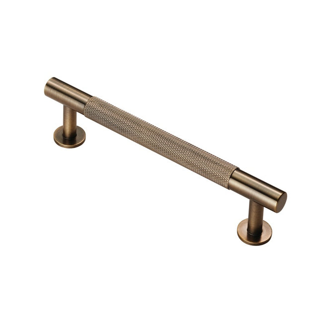 KNURLED CABINET PULL HANDLE 128MM C/C - ANTIQUE BRASS - EACH