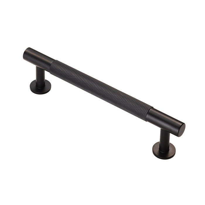 KNURLED CABINET PULL HANDLE 128MM C/C - MATT BLACK - EACH