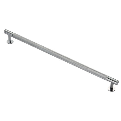 KNURLED CABINET PULL HANDLE 320MM C/C - POLISHED CHROME - EACH