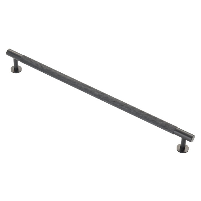 KNURLED CABINET PULL HANDLE 320MM C/C - MATT BLACK - EACH