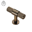 KNURLED CABINET T-BAR KNOB - ANTIQUE BRASS - EACH