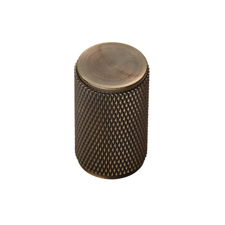 KNURLED CABINET KNOB - ANTIQUE BRASS - EACH