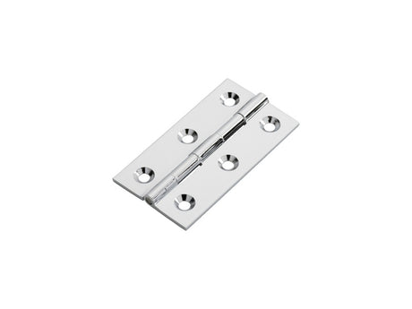 64 X 35 X 2MM CABINET HINGE C/W SCREWS (PAIR) - POLISHED CHROME - 64 x 35 x 2 - PAIR