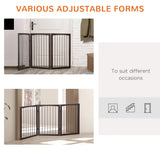 PawHut 3 Panel Stair Gate Foldable Dog Door Gate Indoor Free Standing Safety Gate Pet Barrier 76cm Height