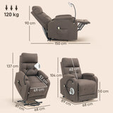 HOMCOM Electric Rise/Recline Armchair, with Reading Light - Brown