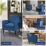 HOMCOM Linen-Look Boxy Armchair - Blue