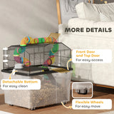 PawHut Two-Tier Hamster Cage with 31cm Deep Tray, Tube System, Water Bottle, Ramp, Feeding Bowl, Multicoloured