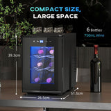 HOMCOM Six Bottle 8-18℃ Countertop Wine Fridge - Black