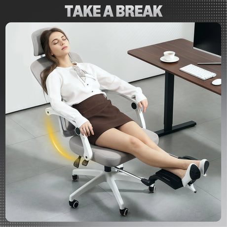 HOMCOM Multi-Adjustable Mesh Back Office Chair - Grey