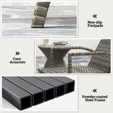 Outsunny Reclining Rattan Lounger, with Extending Footrest - Grey