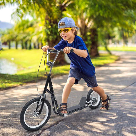 HOMCOM Adult Teen Push Scooter Kids Children Stunt Scooter Bike Bicycle Ride On Alloy Wheel Pneumatic Tyres (Black)