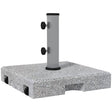 Outsunny Granite Parasol Base, 28kg Heavy Duty Square Umbrella Stand with Wheels, Retractable Handle, Stainless Steel Tube, Grey