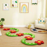 AIYAPLAY 13 PCS Kids Balance Beam Stepping Stones Set with Non-slip Textured Surface, Outdoor Indoor for Toddlers, Green
