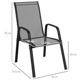 Outsunny Set of Four Stackable Mesh Seat Chairs - Black