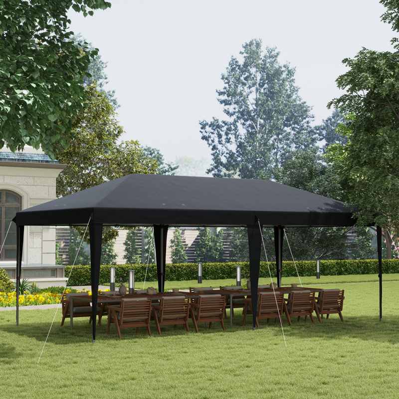 Outsunny 3 x 6 m Pop Up Gazebo, Foldable Canopy Tent, Height Adjustable Wedding Awning Canopy w/ Carrying Bag, Black