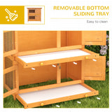 PawHut Double Tier Rabbit Hutch Large 2-Tier Wooden Hutch for Rabbits & Guinea Pigs, Pet Lovers Choice, Natural