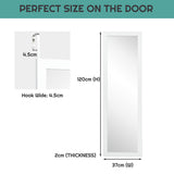 Wall Mounted Dressing Mirror with Hanging Hooks for Bedroom White