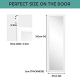 Wall Mounted Dressing Mirror with Hanging Hooks for Bedroom White
