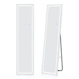 LED Lighted Full Length Mirror with Dimming and 3 Color Lighting-White
