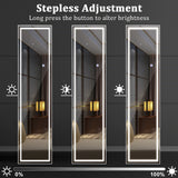 LED Lighted Full Length Mirror with Dimming and 3 Color Lighting-White