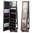 360 Rotatable 2-in-1 Lockable Jewelry Cabinet with Full-Length Mirror-Dark Brown