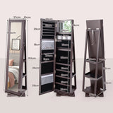 360 Rotatable 2-in-1 Lockable Jewelry Cabinet with Full-Length Mirror-Dark Brown