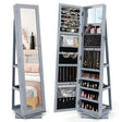 360 Rotatable 2-in-1 Lockable Jewelry Cabinet with Full-Length Mirror-Gray