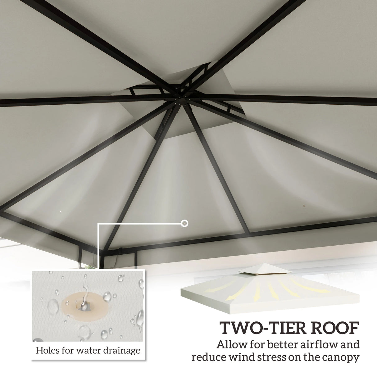Outsunny Gazebo Replacement Canopy 3x3 m-Cream White