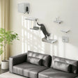 PawHut 6-Piece Cat Wall Shelves Set with Condo, Cat Wall Furniture with Platforms, Sisal Scratching Post, Bed, Toy Ball, Grey