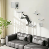 PawHut 6-Piece Cat Wall Shelves Set with Condo, Cat Wall Furniture with Platforms, Sisal Scratching Post, Bed, Toy Ball, Grey