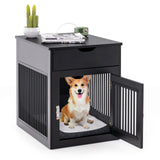 2-In-1 Dog House with Drawer and Wired Wireless Charging-Black