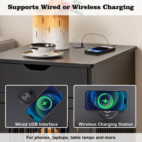 2-In-1 Dog House with Drawer and Wired Wireless Charging-Black