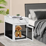 2-In-1 Dog House with Drawer and Wired Wireless Charging-White