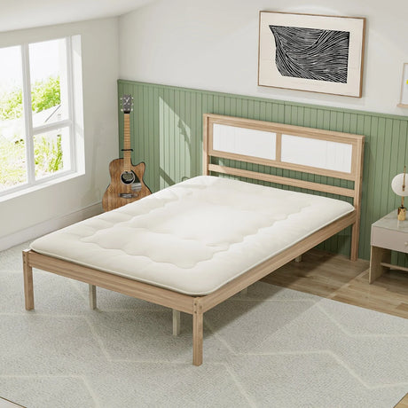 Floor Futon Mattress Medium Firm Thickened Tatami Mat with Carrying Bag-Beige
