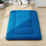 Floor Futon Mattress Medium Firm Thickened Tatami Mat with Carrying Bag-Blue-Double Size
