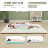 Floor Futon Mattress Medium Firm Thickened Tatami Mat with Carrying Bag-Beige-King Size