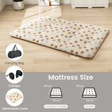 Floor Futon Mattress Medium Firm Thickened Tatami Mat with Carrying Bag-Brown-Double Size