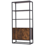 HOMCOM Industrial Bookshelf, Storage Shelf, Large Bookcase with 3 Open Shelves, Multifunctional Rack for Living Room, Office, Rustic Brown and Black