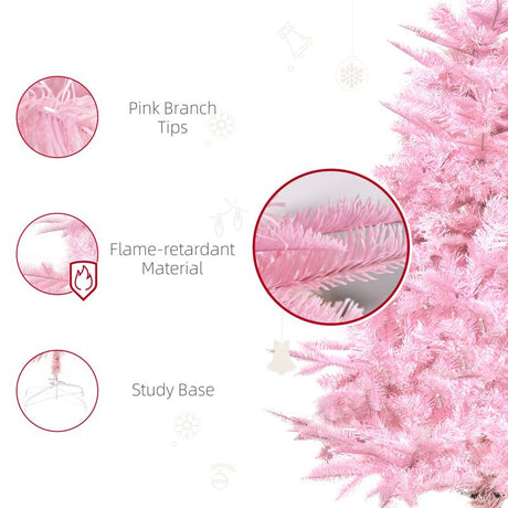 HOMCOM 4FT Artificial Christmas Tree Holiday Xmas Holiday Tree Decoration with Automatic Open for Home Party, Pink