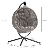 Outsunny Round Egg Basket Chair, with Steel Stand, Sand