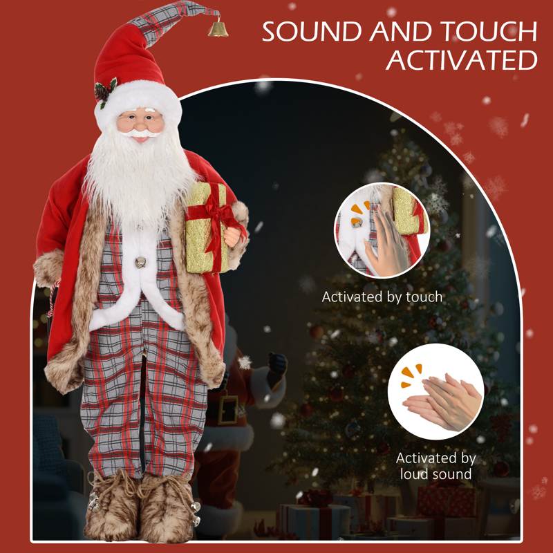 HOMCOM 4'6" Animated Santa Claus Figure, with Sound - Red