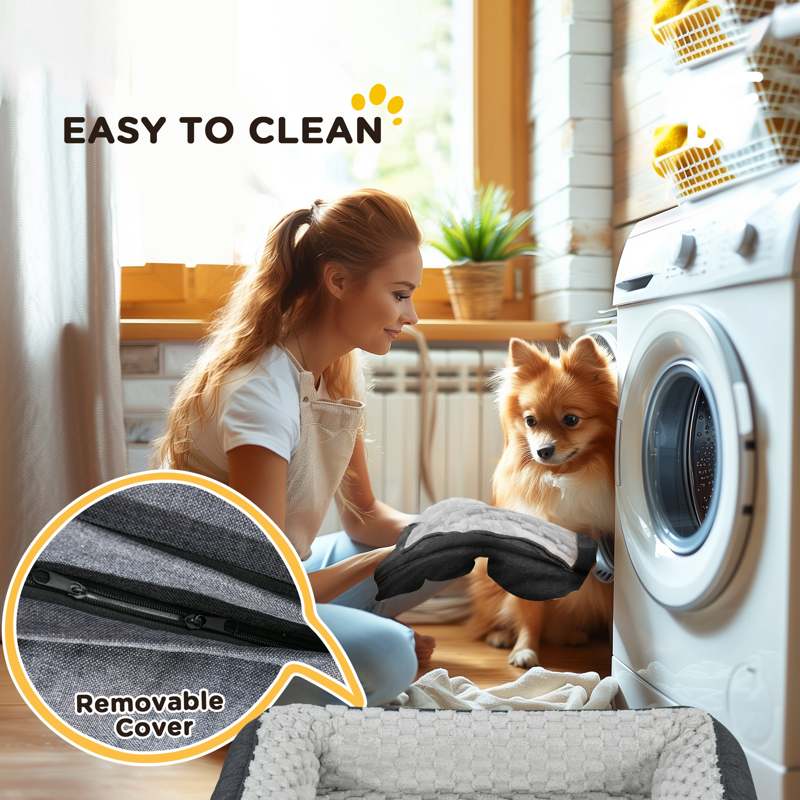 PawHut Calming Dog Bed Pet Mattress w/ Removable Cover, Anti-Slip Bottom, for Medium Dogs, 90L x 69W x 21Hcm - Charcoal Grey