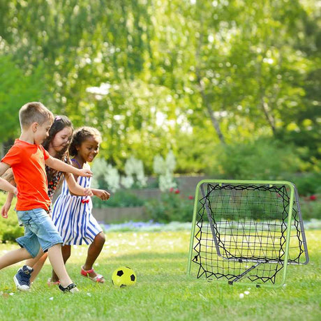 HOMCOM Football Training Net, Soccer Kickback Target Goal Both Side Rebounder Net, Adjustable Angle Goal Training Set for Kids and Children to Practice in Playground, Backyard