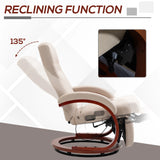 HOMCOM 135 Manual Reclining Swivel Chair, with Footrest - Beige