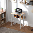 HOMCOM 63 cm Drop Leaf Writing Work Desk - Natural Wood Finish